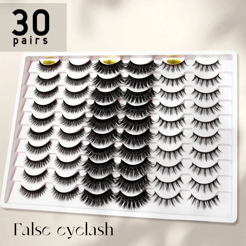 

30 Pairs Handmade 3D Real Mink Hair Beauty Thick Long False Mink Eyelashes Fake Eye Lash Sexy Eyelash Extension Natural Curling