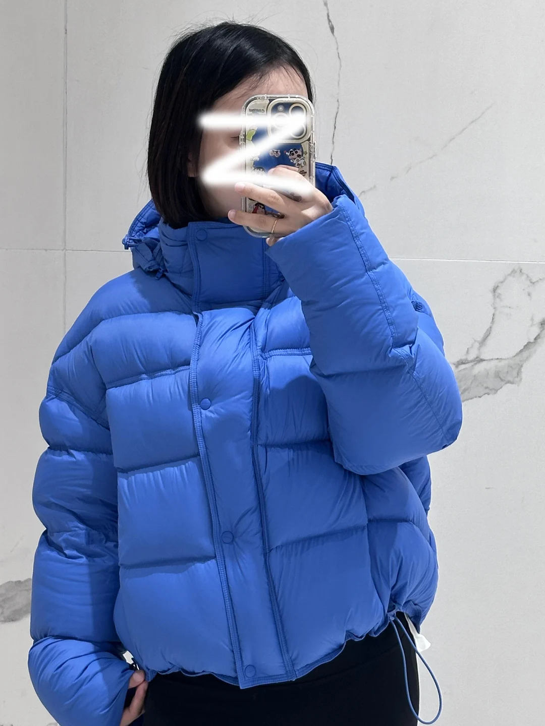 

Blue Short Cotton Jacket Women's 2025 New Winter Small Size Puff Turtle Back Bread Coat Thick Outerwear Korean Style Straight...