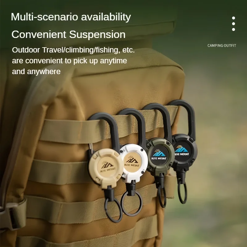 Portable Retractable Keychain with Steel Wire Rope,Outdoor  Anti-Loss Buckle for Camping Gear & EDC Accessories