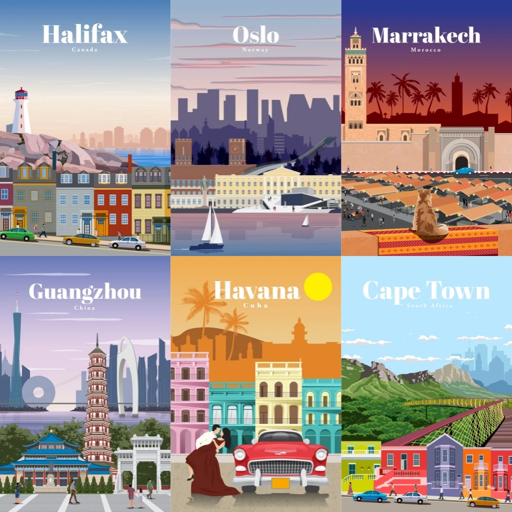 Pintura Diamante com Paisagem, Strass 5D Completa, Mosaico Bordado, Kit Ponto Cruz, Personalizado, Cidades ao Redor do Mundo, Decoração da Casa