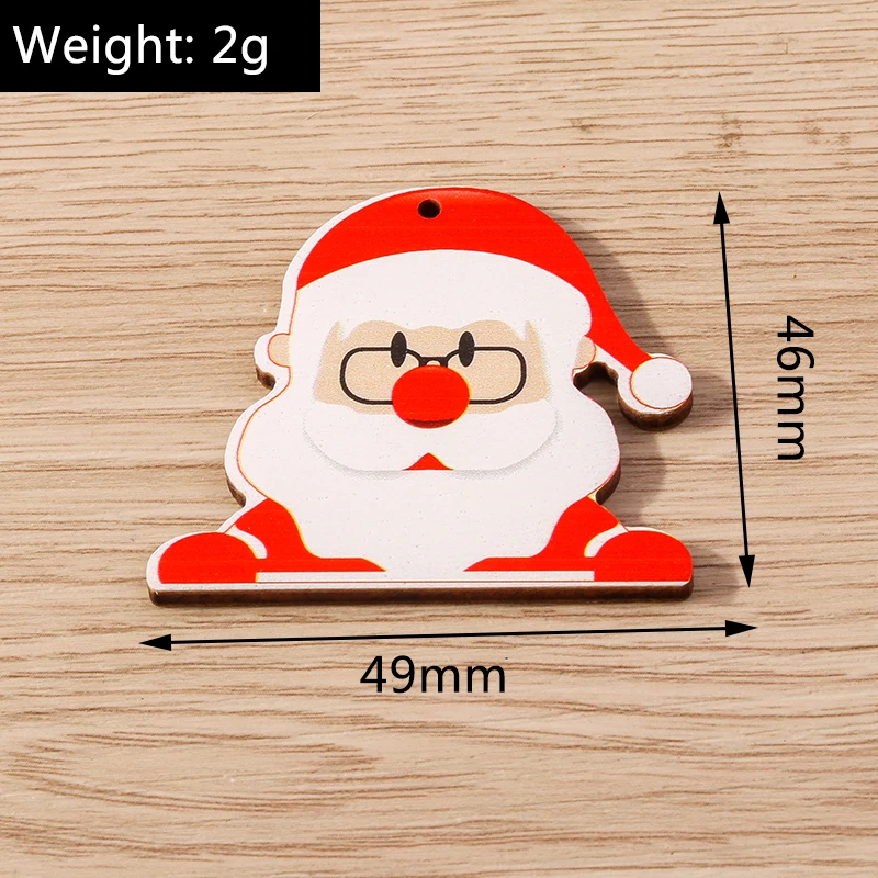 Tusember 10 Stück Weihnachtsanhänger aus Holz, Weihnachtsbaum, Weihnachtsmann, Zwerg, Schneemann, Anhänger für Schmuckherstellung, Ohrringe, Halsketten, DIY – Detail 21