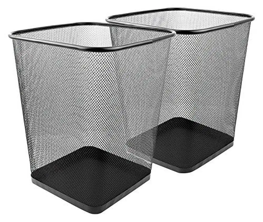 

Greenco Mesh Wastebasket Trash Can, Square, 6 Gallon, Black, 2 Pack