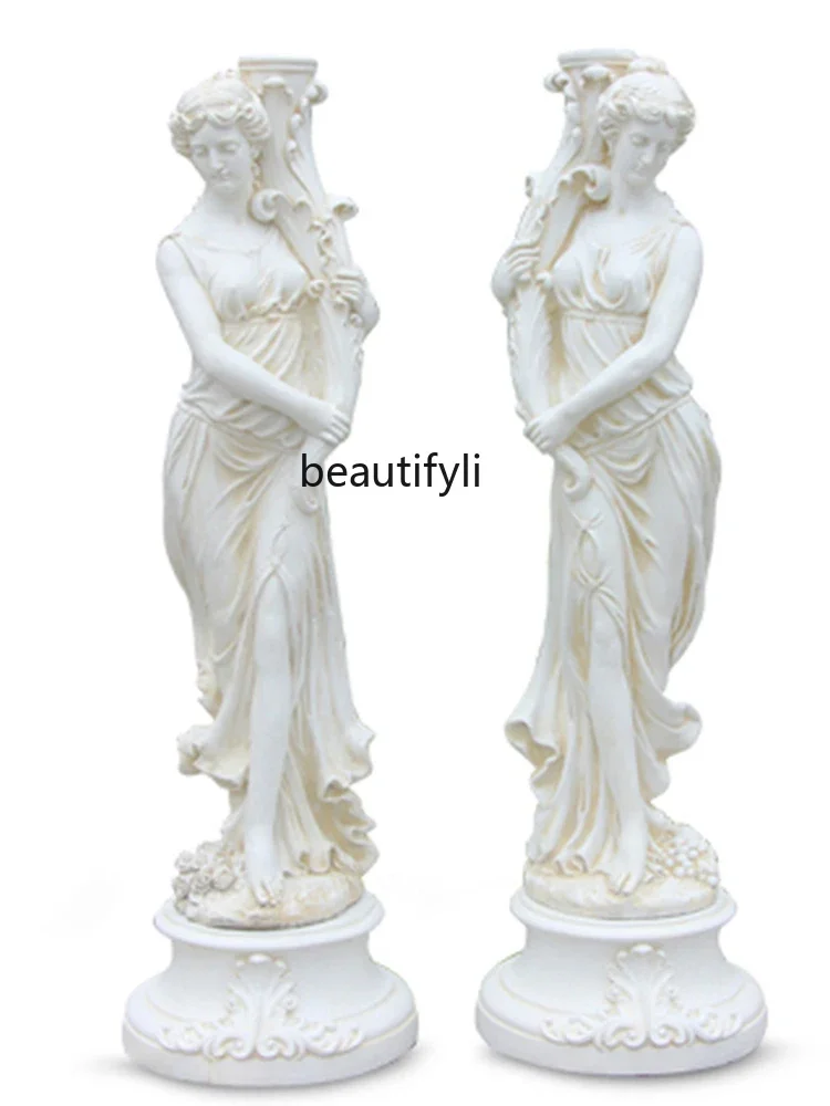 European-Style Outdoor Figure Foyer Lamp Decoration Courtyard Lady Sculpture Welcome Statue Home Wedding Decoration