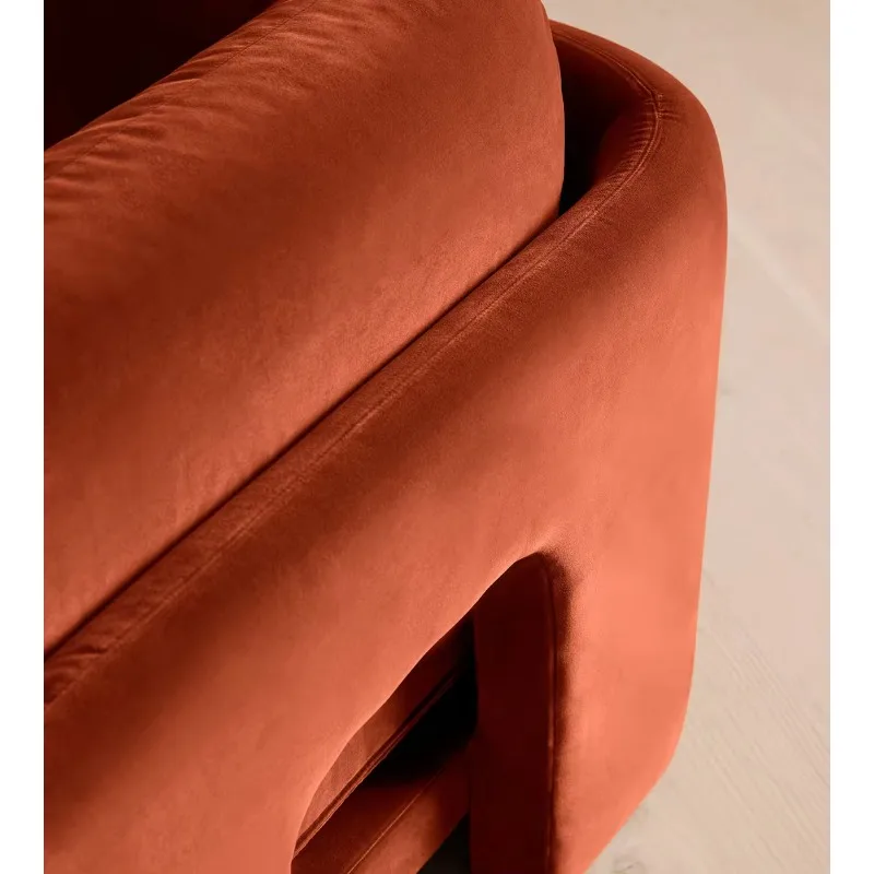 【Best-selling】Retro Orange Velvet Modular Sectional Large L-Shaped Living Room Corner Customizable Multi-Piece Upholstered Furni