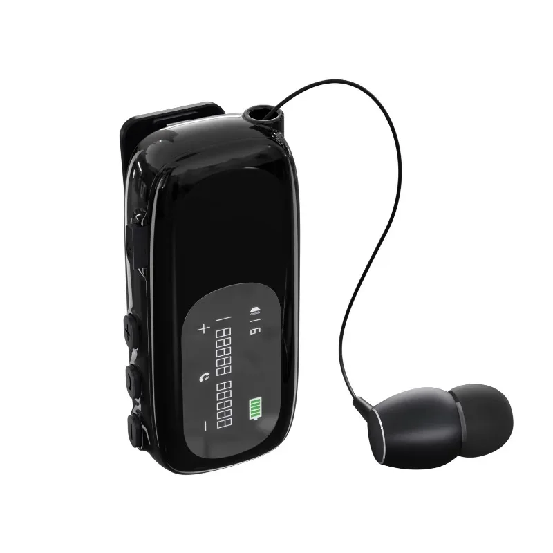 2024 Business clip earphone handsfree Bluetooth V5.4 LCD Display Wireless headset call noise canceling headphones in lotus