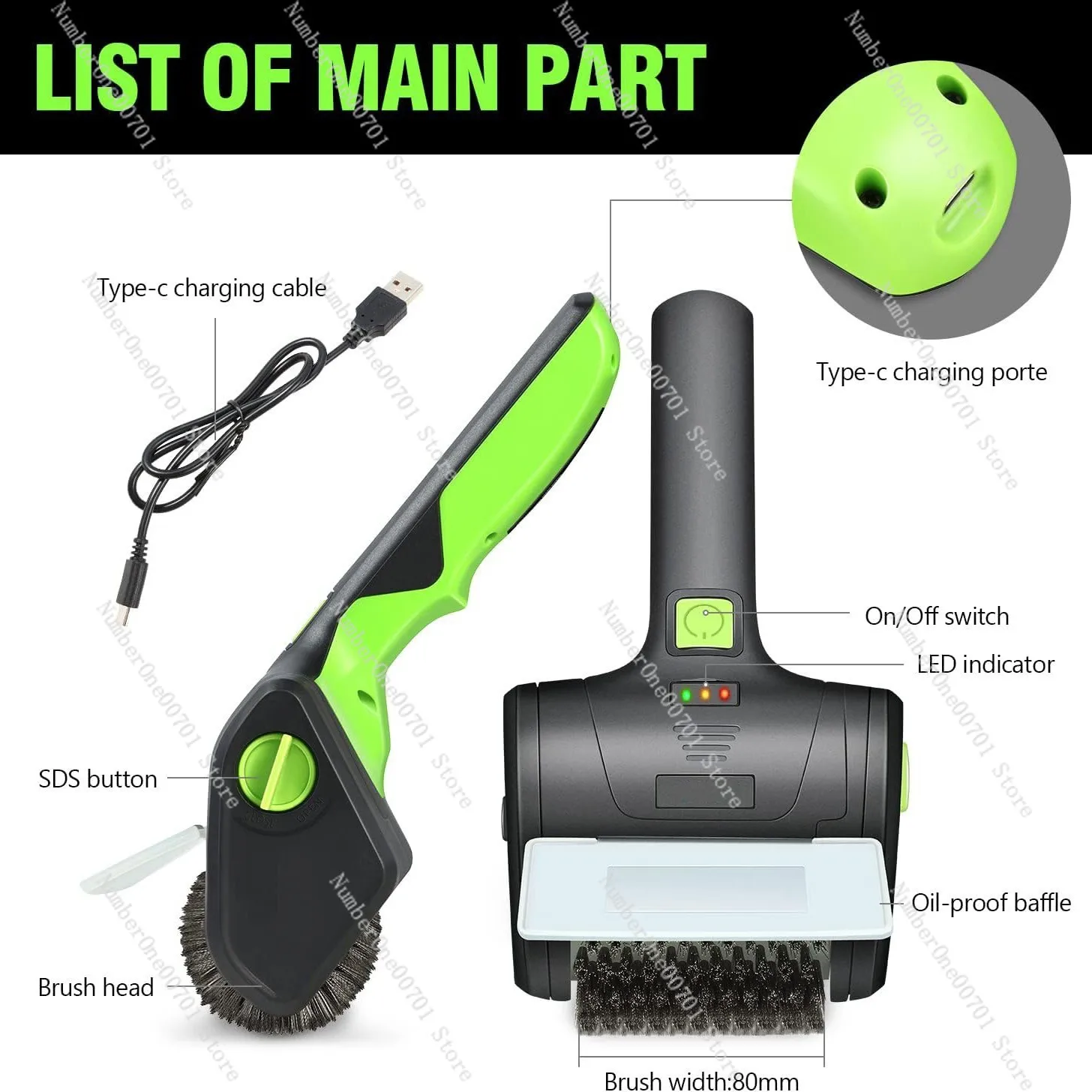 Cordless Electric BBQ Grill Brush E18, Camping Picnic Cleaner for Grills Bathroom Tiles Bathtubs