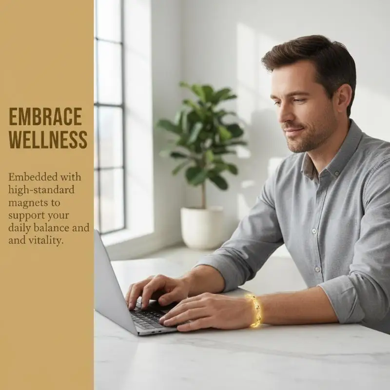 Health Energy Bracelet Male Cross Stainless Steel Magnetic Gold-color Chain Link Metal Jewelry For Men Waterproof