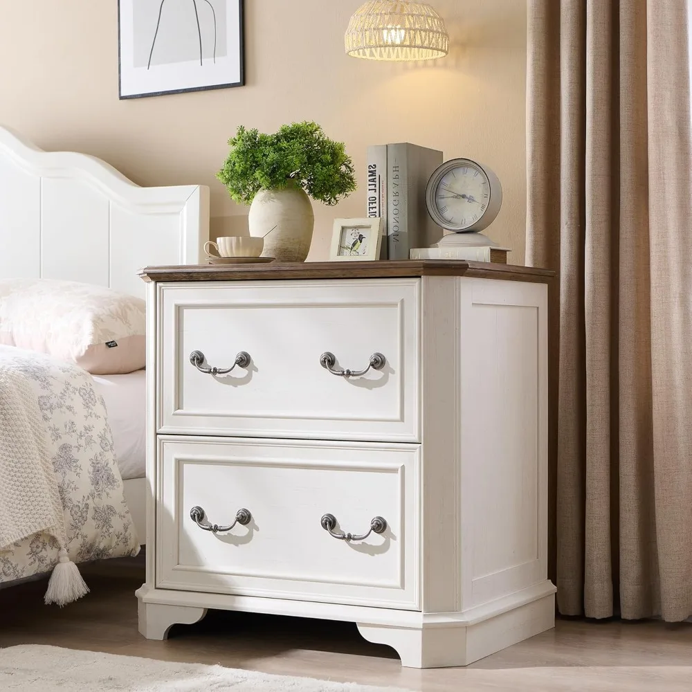 طقم منضدة على طراز المزرعة مكون من قطعتين مع سطح خشبي وأدراج كبيرة وجواجهة مؤطرة #2