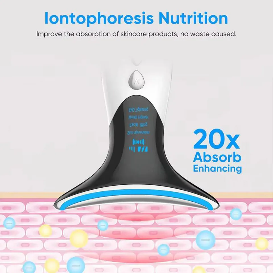 EMS Nek Gezicht Schoonheid Apparaat Huid Draai Verminder Dubbele Kin Anti Rimpel Verstevigende Vibrerende Stimulator Gezicht Lifting Photon Tool