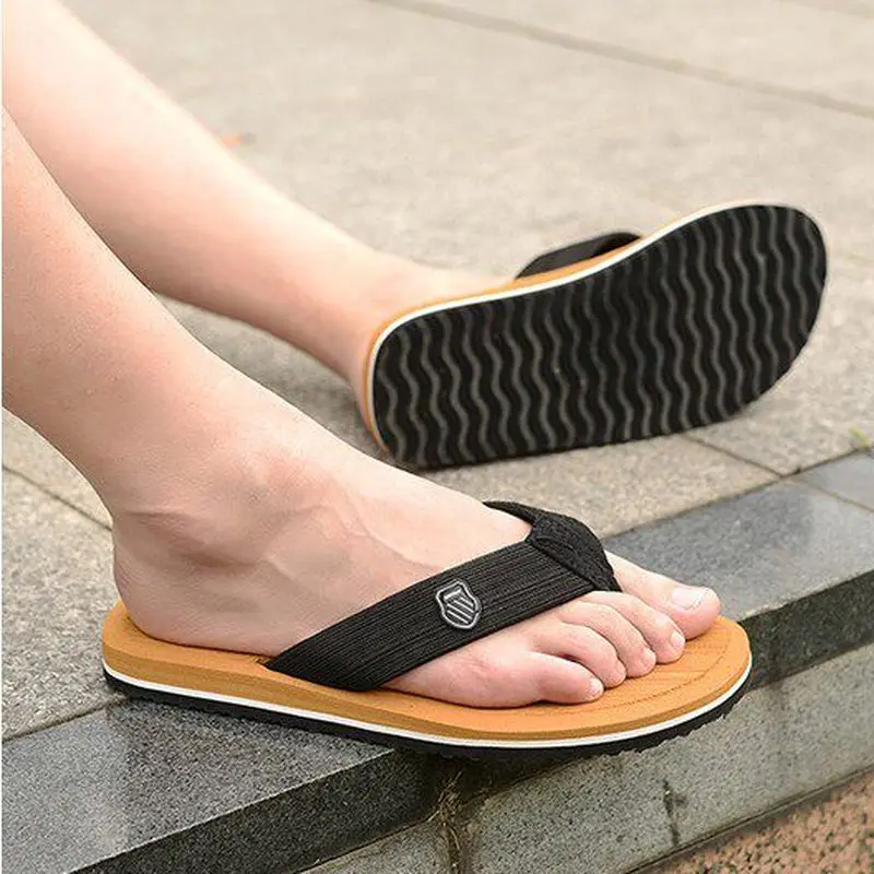 

High Quality Brand Men's Flip Flops Non Slip Fashion Beach Sandals Casual House Slippers For Outdoor Indoor Daily Walking Wear