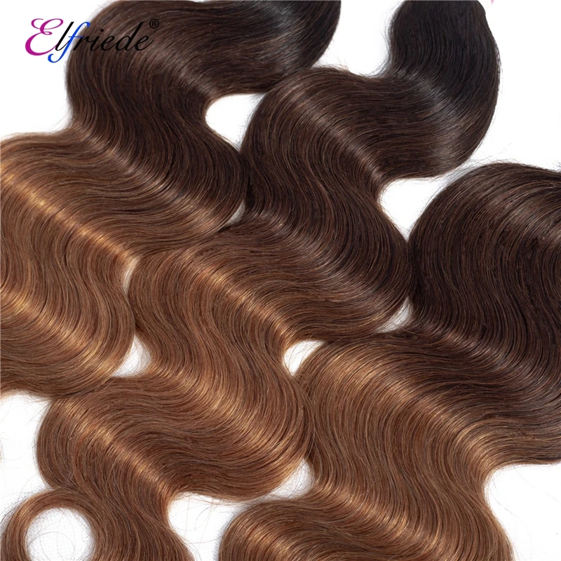 Elfriede #1B/4/30 Body WAVE Ombre colored เส้นผมมนุษย์ทอผ้ามัดที่ยืดผม3/4ชุดเส้นผมมนุษย์เย็บใน wefts