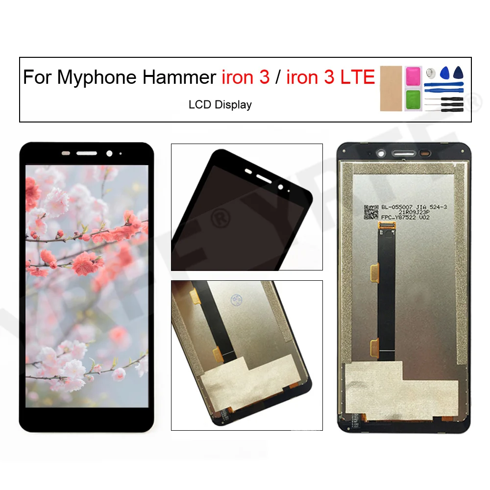 Touch Screen Digitizer Assembly for Myphone Hammer iron 3 LTE LCD Display, Phone LCD Screen Replacement Parts