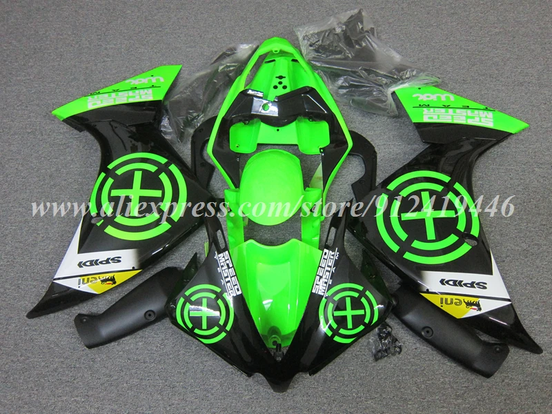 4Gifts New ABS Motorcycle Fairings Kit Fit For YAMAHA R1 2013 2014 13 14 Bodywork Set Custom Green Black