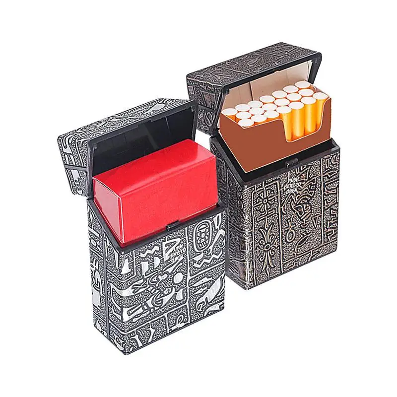 Cigarettes Box Holder Moisture Proof Large Capacity Squeeze-Proof Vintage Box Storage Box with Inner Buckle Switch Carrying Case