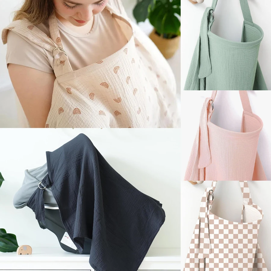 Muslin Breastfeeding Cover Portable 100% Cotton Nursing Cover Breathable Blanket for Baby Stroller Car Seat Cover 71*95cm