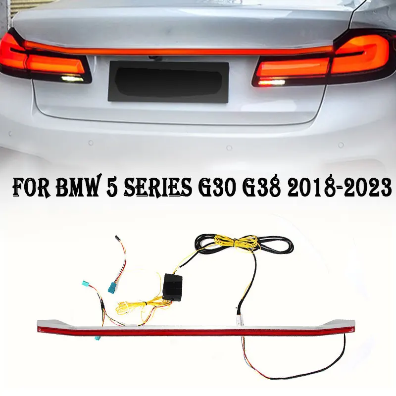 Car Taillight Modified LED Dynamic Through Tail Lamp Running Lights Brake Lights Turn Signal For BMW 5 Series G30 G38 2018-2023