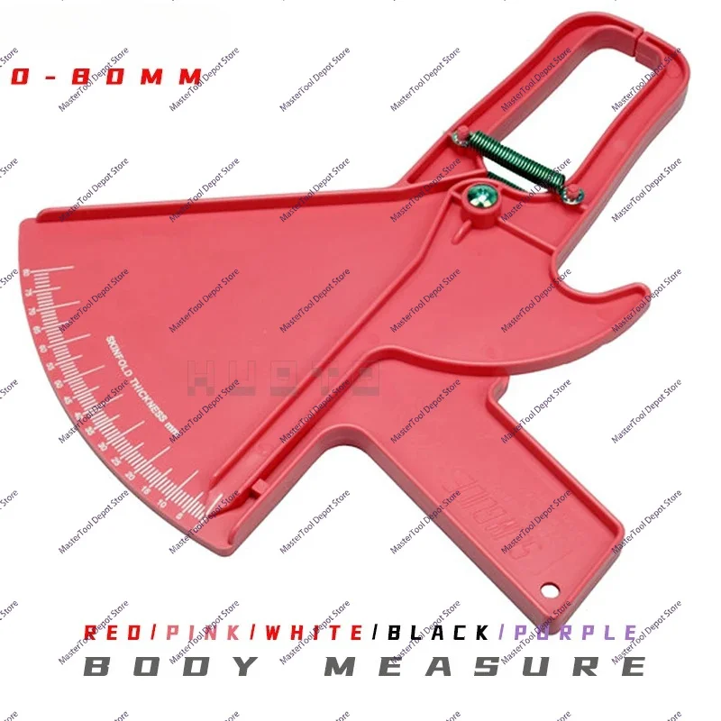 White Red Black 0-80mm Skin Fold Thickness Meter Skin Fold Measurement Measure Body Fat Test Health Fitness 5 Pcs/set