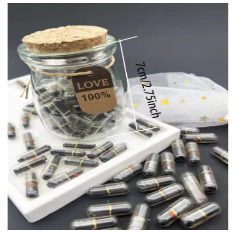 50 capsules à message vierges en forme de pilule dans une bouteille transparente pour vœux, pot à vœux DIY à écrire soi-même, bouteille d'affirmations inspirantes pour le quotidien