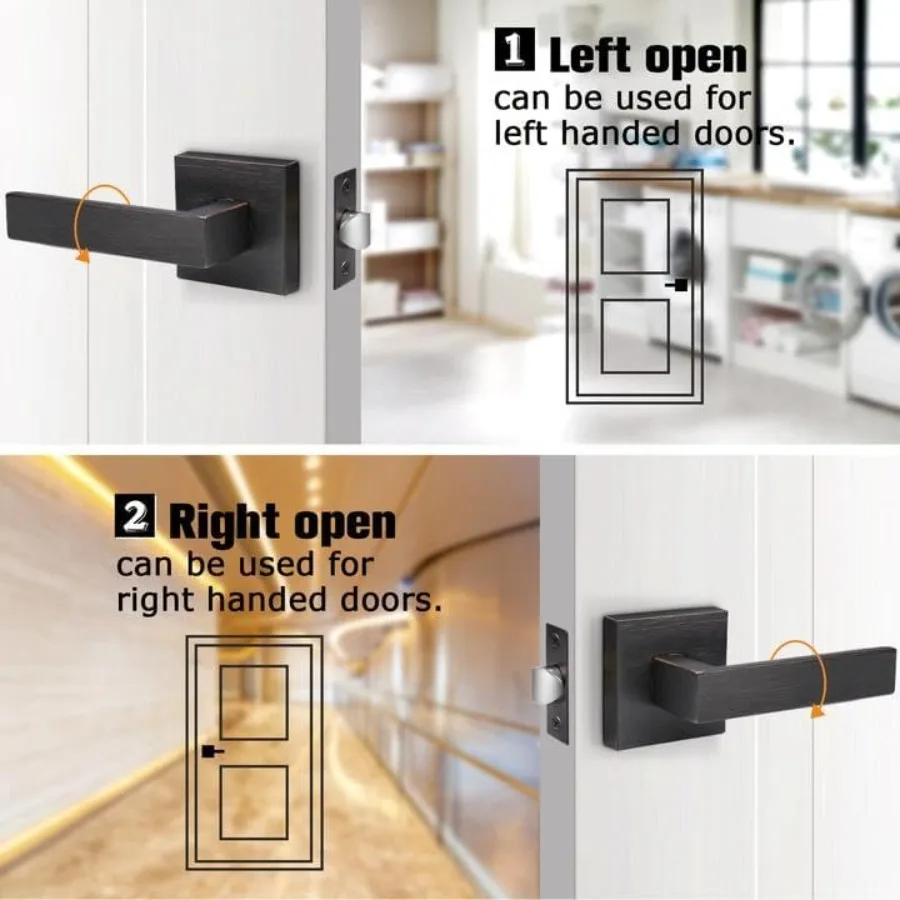 Leve per porte in bronzo lucidato a olio per porte di passaggio del corridoio e dell'armadio Leve quadrate in stile moderno Interni resistenti senza chiusura