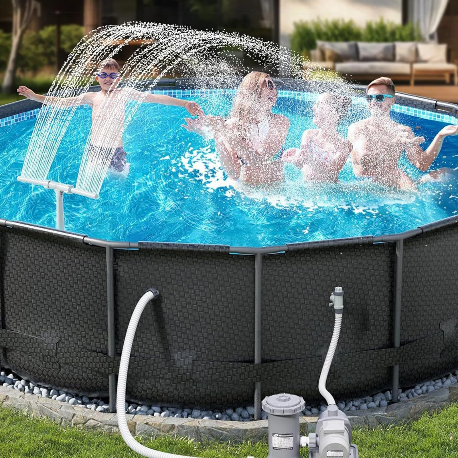 2Pcs Pool Fountain Adapter Set 1 Male 1 Female ABS Swimming Pools Equipment Non-Slip For Backyard Garden Courtyard Playground