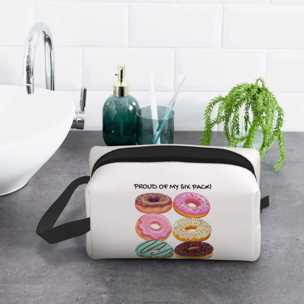 Orgulloso de mi Six Pack. Donut Six Pack 2 Bolsa de Maquillaje, Organizador de Cosméticos, Neceser, Bolsa de Aseo para Mujer, Belleza