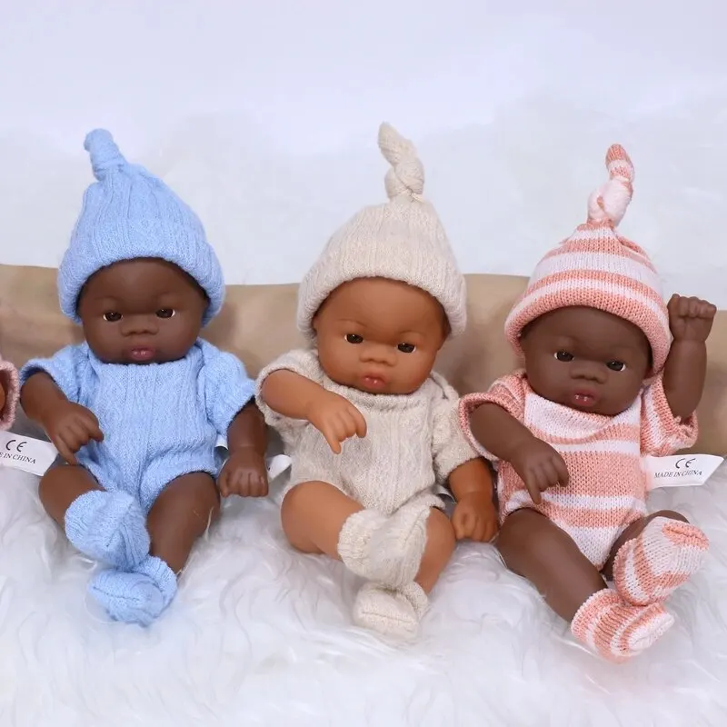 7.87inch Brown Reborn Dolls African Reborn Doll For 20cm Mini Reborn Dolls Toys Soft Touch High Quality Doll for Gifts Dolls Toy