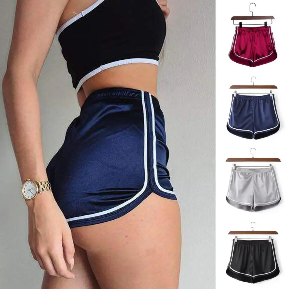 

Women High Waist Shorts Trendy Women's High Waist Summer Shorts with Contrasting Edging Slim Fit Hot Shorts for Streetwear