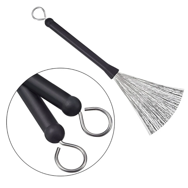 Retractable Plastic Handles Drum Brush Steel Wire 32cm Cleaning Brush for Jazz Rock Music Lover