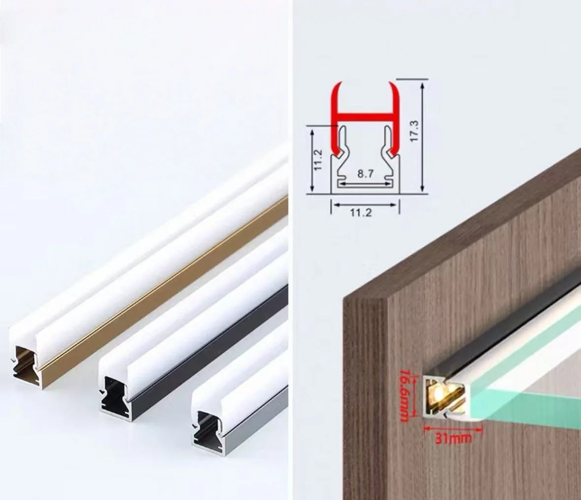Led ultradunne mini ingebedde laagbord lichtstrip kledingkast wijnkast display sleufloze aluminium profielkanaal lineaire lamp