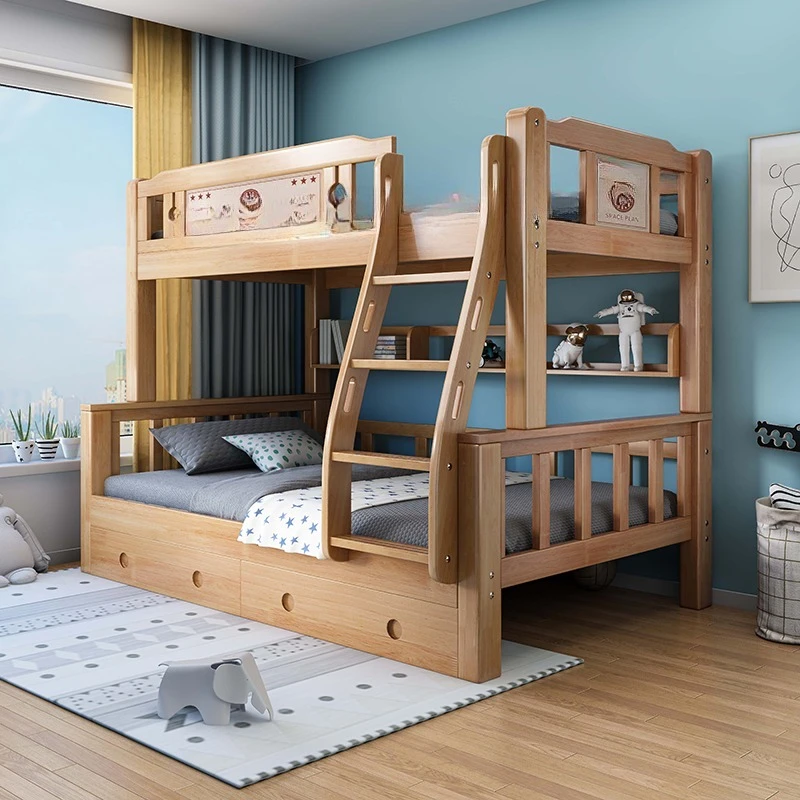All solid wood upper and lower  Two-layer children's bed Elevated bed Mother and child bed