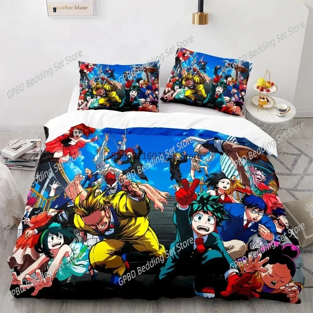 New Anime My Hero Academy Bedding Set Anime Characters Duvet Cover Set 3D Quilt Bed Set Queen King Size Boys Home Textile