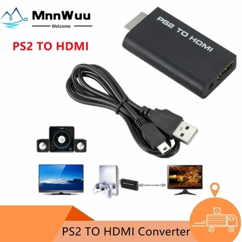 Convertitore da PS2 a HDMI 480i/480p/576i convertitore Audio e Video, uscita Audio da 3.5mm, supporta tutte le modalità di visualizzazione PS2 da PS2 a HDMI