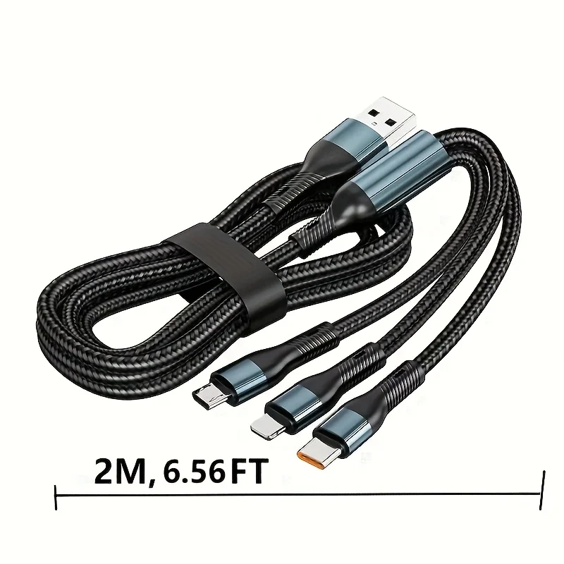 Cable cargador 3 en 1 de 120w Cable de carga rápida One Drag Three Apple Type-c USB A C Char