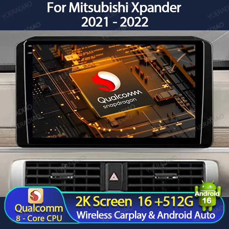 Android 16 Car Radio For Mitsubishi Xpander 2021 - 2022 QLED Qualcomm BT GPS NAVI Head Unit 2DIN Multimedia Stereo Video Player