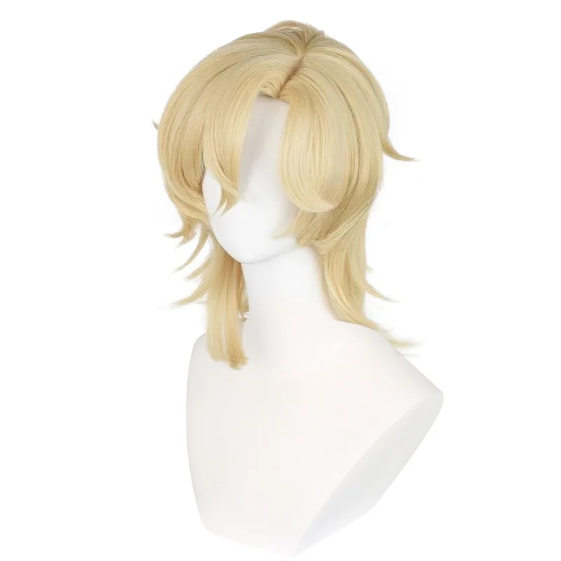 Honkai Star Rail Aventurine Cosplay Wig Short Blonde Hair for Halloween Party +Free Wig Cap