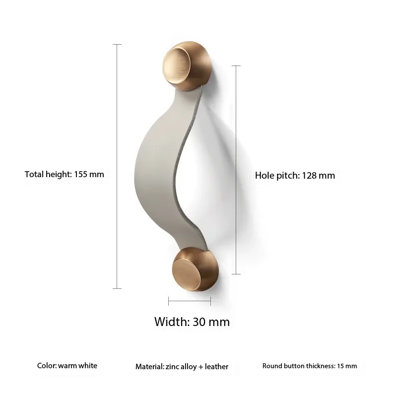 Uchwyt ze skóry bydlęcej Nowoczesny Prosty Nordycki Tatami Szafa Drzwi Szuflada Wkładany Uchwyt Skórzany Warstwowy Skórzane Gałki Antykolizyjne