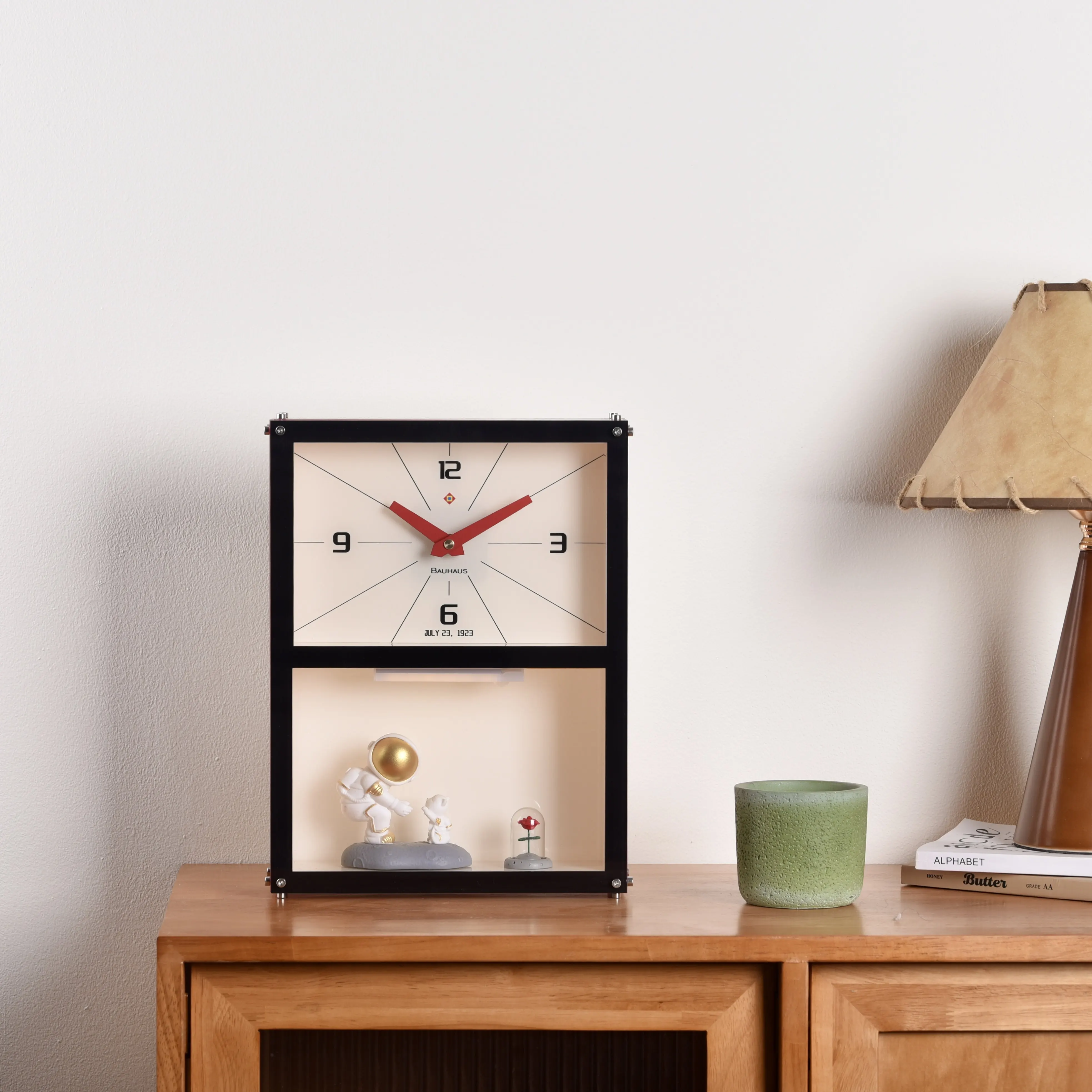 New Art Style Desktop Clock Pendant Box Storage Wall Hanging with Lighting Luxury Home Decoration Gift