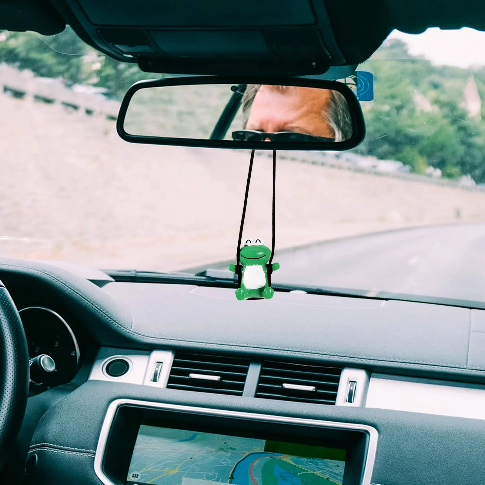 

Rear View Mirror Hanging Decoration Car Accessories Adorable Cartoon Plaster White Eyes Compact Size for Cars