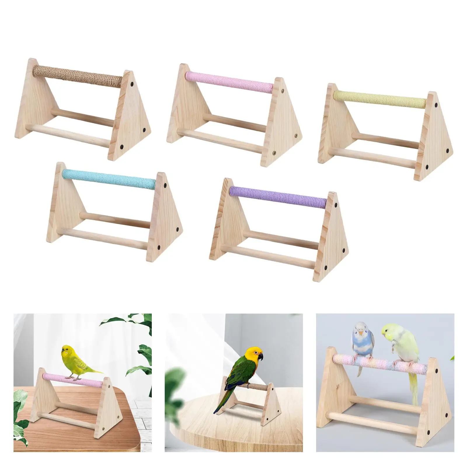 

Wood Parrot Stand Multifunctional Bird Cage Accessory Chew Toy Claw Grinding for Parakeet Budgies Cockatiel Finch Cage Activity
