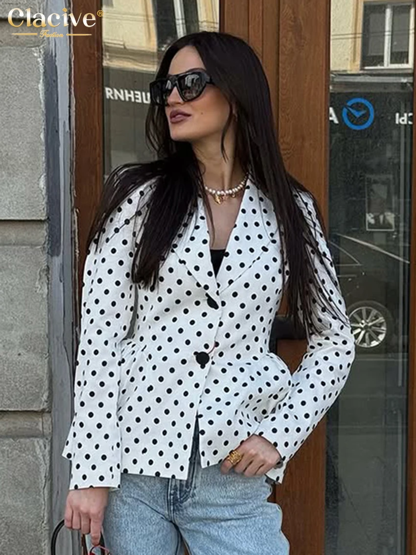 

Clacive модная свободная женская рубашка с принтом, зима 2025, женские рубашки с лацканами и длинными рукавами, элегантный классический топ, женская одежда