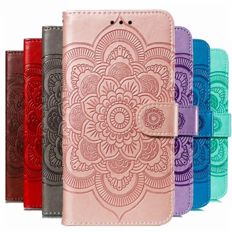 Funda de cuero con flor de PU tipo flip para Huawei Nova 12 13 P30 P20 P10 P40 Lite E Mate 60 Pro 50 40 Lite 20 30 Pro con billetera