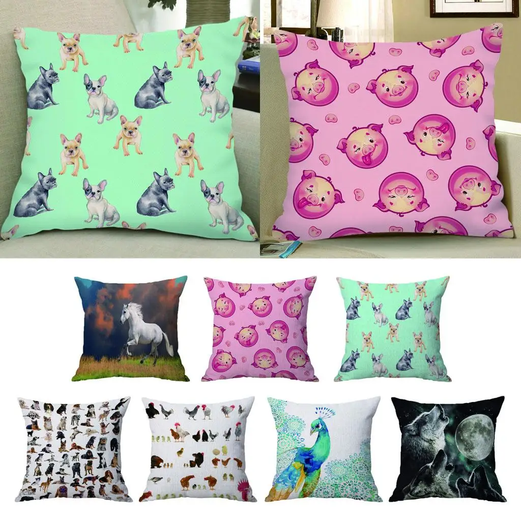 Cartoon Animal Pattern Pillowcase for Kids Decorative Cushion Cover Sofa