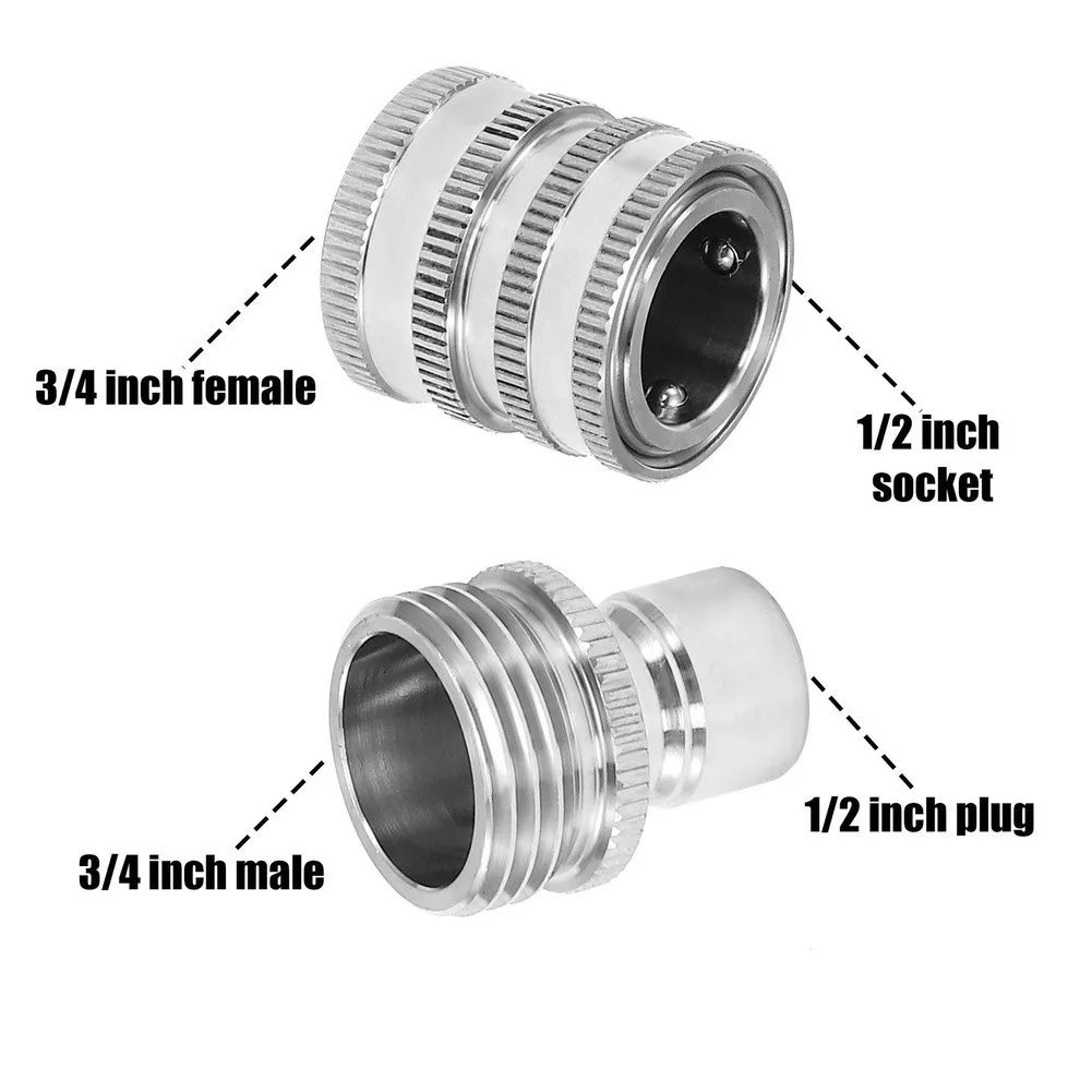 Quick Connect Garden Hose Fittings 4 Pack Stainless Steel 3/4 Inch for ght Compatible with Standard Faucet Outlets and Spray