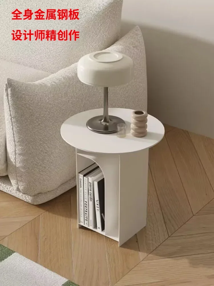 Sofa side table, simple side table, light luxury, white small round coffee table designer