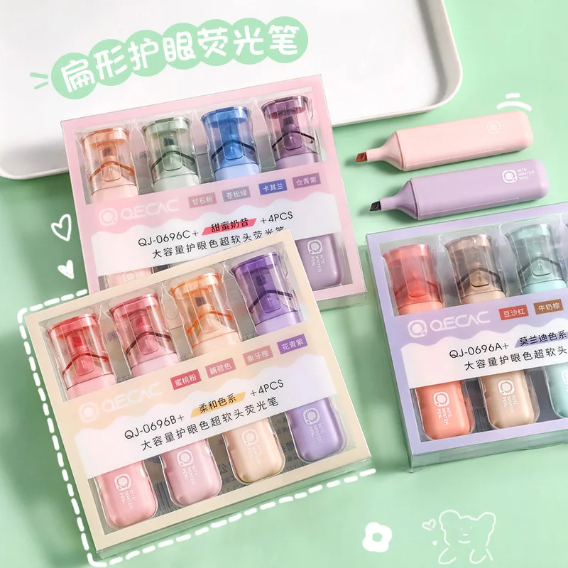 Kawaii Stationery Highlighter Morandi Pastel Pen Eye Care Pastel Highlighters Pen Set Back To School Cute Pens Markers Papeterie