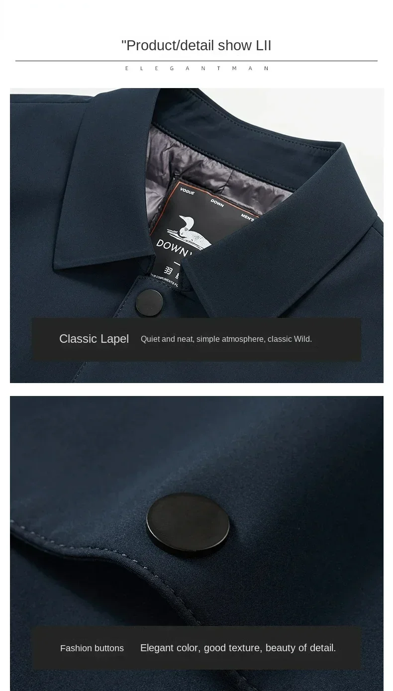 Luxury Brand Long Down Jacket Mens Winter Casual Thick Flip Collar White Duck Down Warm Parka Business Lightweight Trench Coat