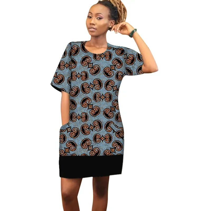 ผู้หญิงลําลองแขนสั้นเสื้อ T Vintage O คอพิมพ์ชุดมินิหลวม Elegant Mini Dress Streetwear Sundress