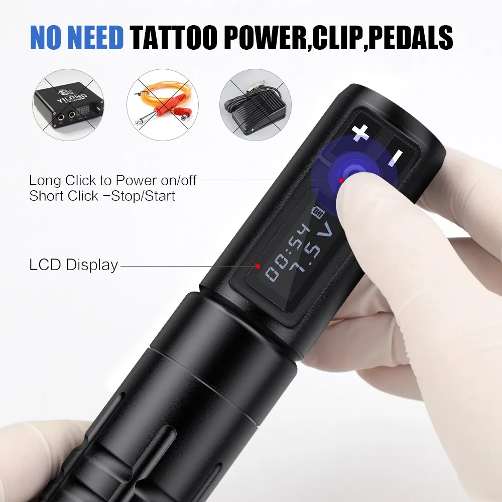 Portable Professional Tattoo Machine Pen Wireless Powerful Battery Coreless Motor Tattoo Rotary Machine For Body Art Tattoos