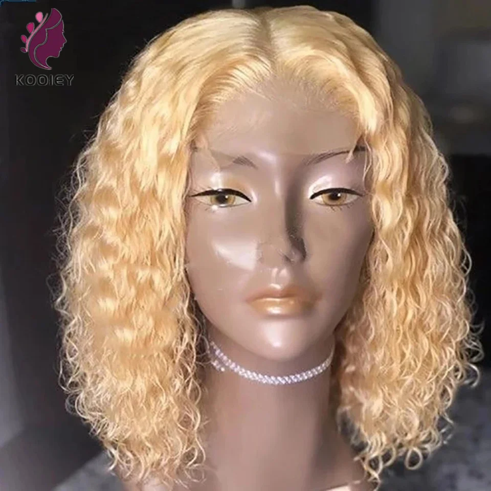 

613 Blonde Lace Frontal Wig Human Hair Wigs For Women 13x4 Curly Short Bob Wigs Lace Closure Wig Water Wave Bob Lace Front Wigs