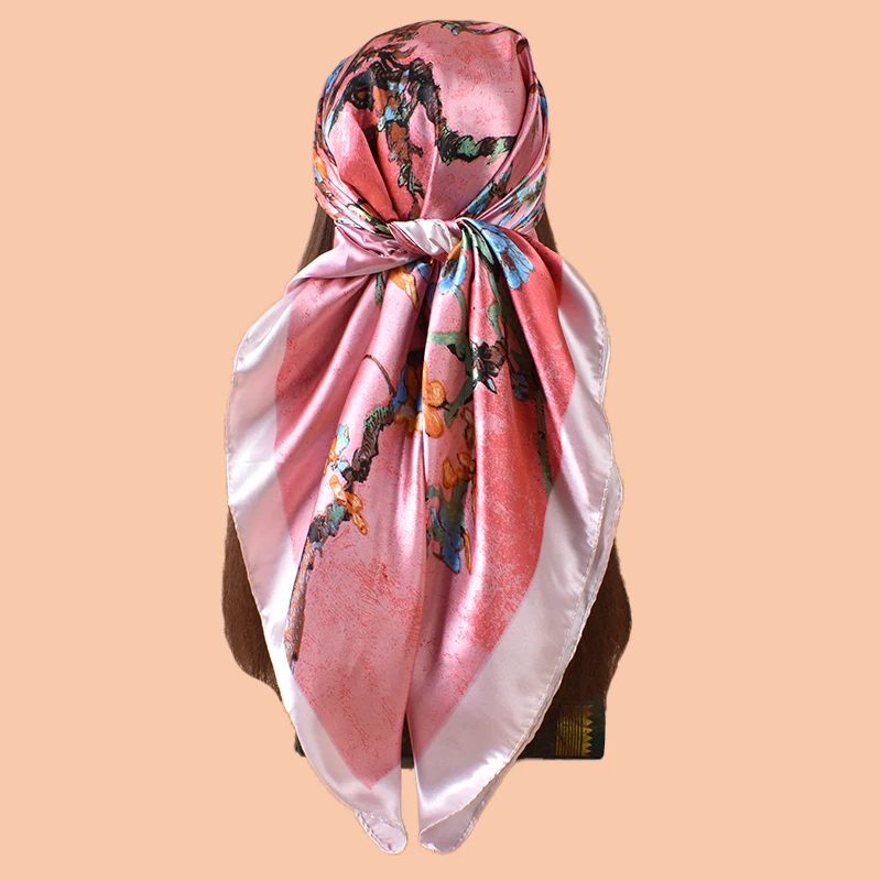 

1 шт., женский летний пляжный аксессуар, модный атласный квадратный шарф 90*90 дюймов, универсальный платок для вечеринок, универсальное полотенце для волос